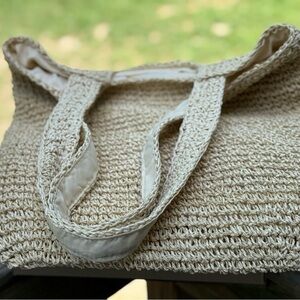 Boho Elegant Cream Woven Tote Bag
